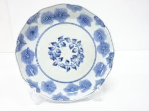 藍柿　染付　七寸皿